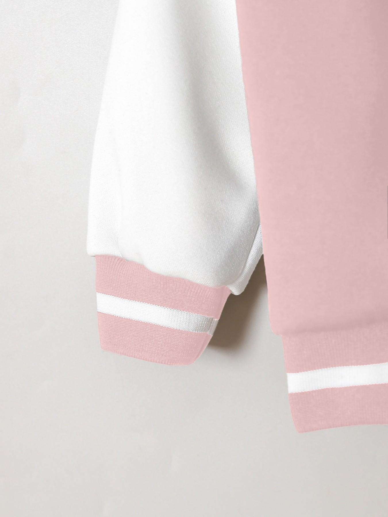 Girls' Easter Egg Rabbit Print 2-Piece Set, Casual Loose-Fit Jacket & Pants, Polyester, Perfect for School & Sports