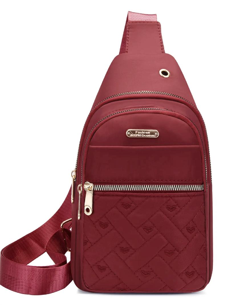 Quilted Texture Zipper Fanny Pack, Casual Solid Color Chest Belt Bum Bag for Women, Trendy Versatile Daily Commuting Bag, Girl Fashionable Crossbody Bag