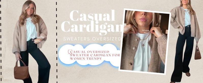 SCUSTY Womens Cardigan Sweaters Casual Lightweight Long Sleeve Button Up Knit Oversized 2024 Fall Outwear