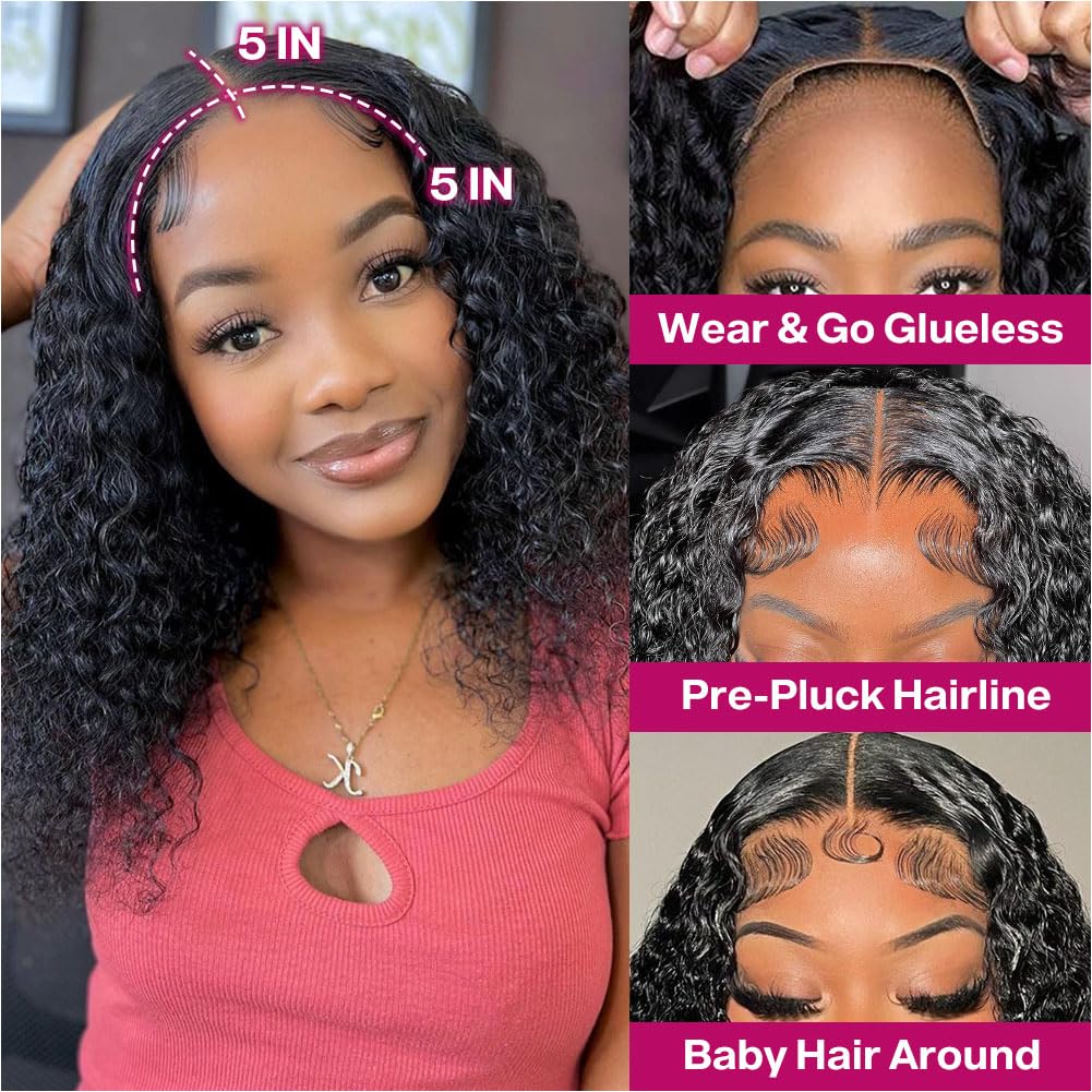 Brazilian Human Hair Glueless Wig Deep Curly 28 30 Inch 5x5 6x4 HD Transparent Lace Frontal Glueless Wigs Ready To Wear Pre-Cut 4X6 Lace Closure Wig For Women Bling Hair 180% Dealsforyoudays