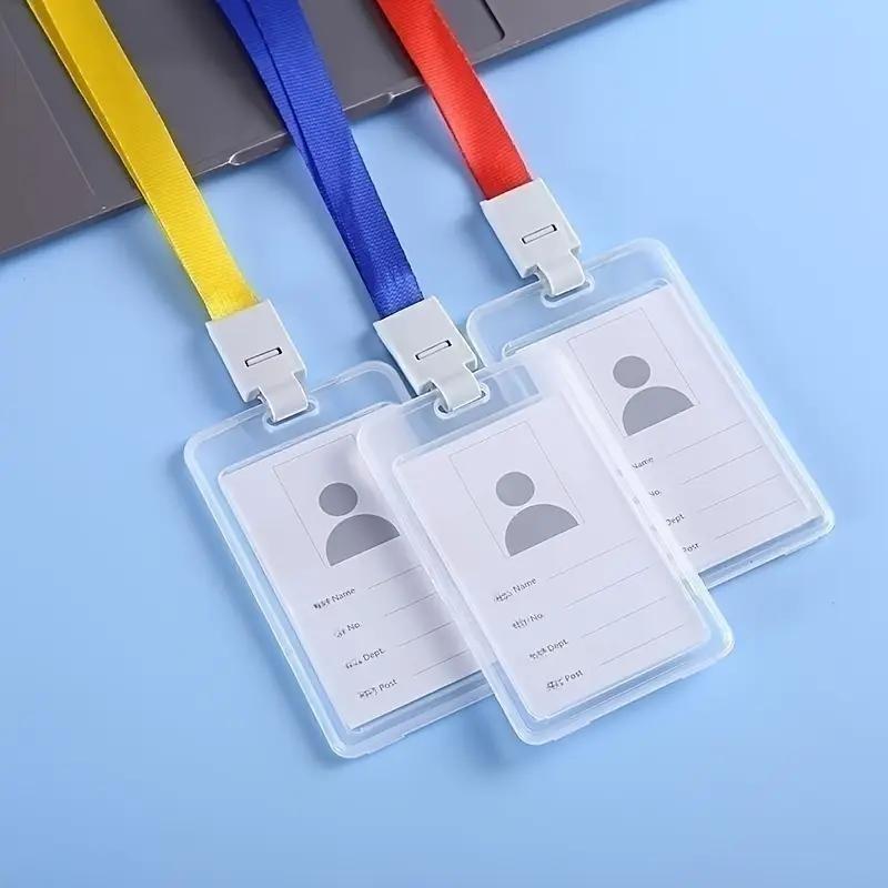 5pcs Waterproof Transparent ID Badge Box, Protect Bank Cards and Ids, Re-Sealable Zipper, Lanyard, Plastic Clip, Office School Travel