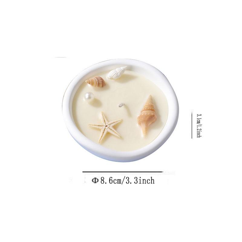 Ocean Aromatherapy Candle, Shell Starfish Pearl Decor, 2 Colors, Long-Lasting Ocean Scent, Non-Toxic Wax, Coastal Home Spa Gift