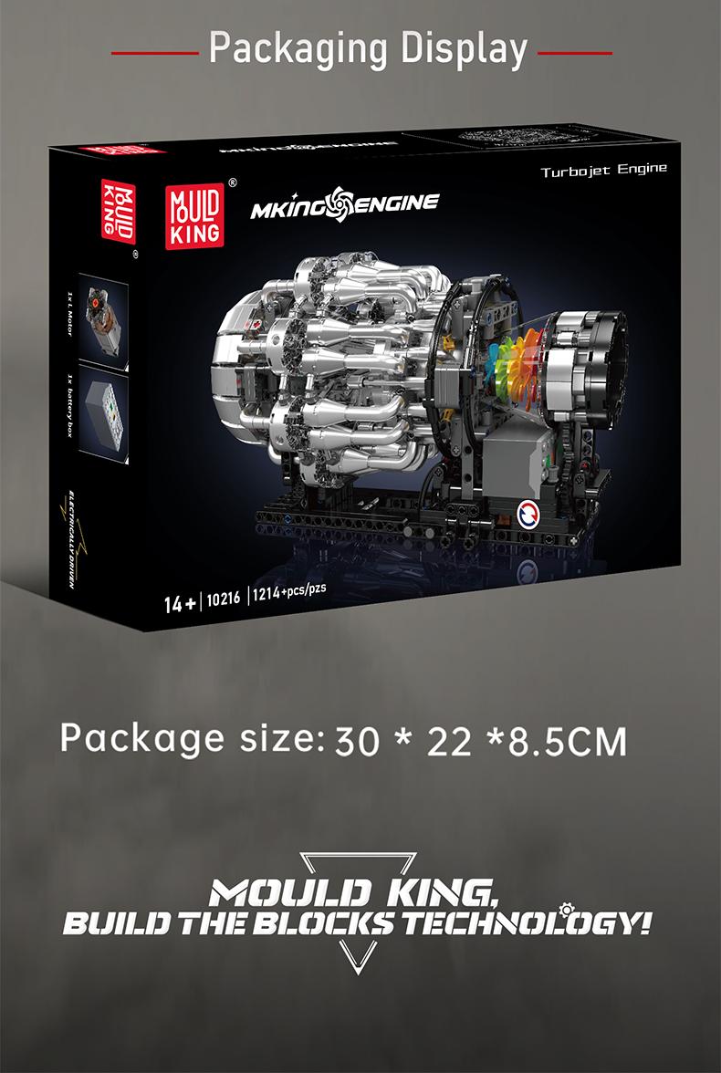 Mould King 10216 Turbine Engine Motor Model Building Block STEM Toy Display 1214 Pcs