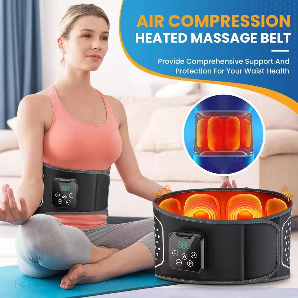 Back Heating Pad, Waist Massager, Heated Belt, Adjustable 3-Level Heat Vibration, Wireless Portable Massage, Touchscreen Control