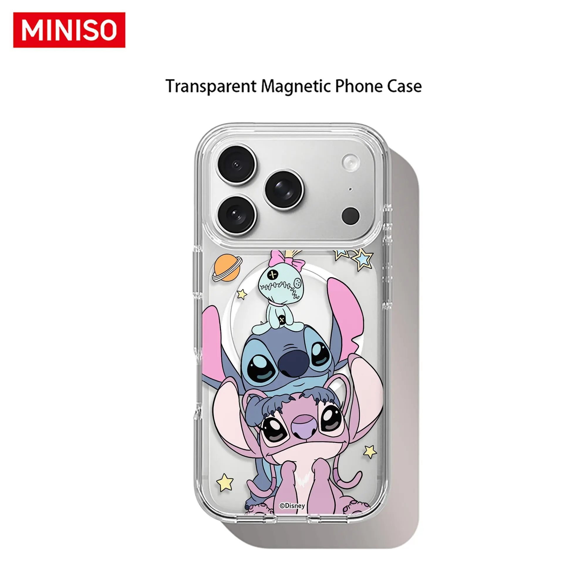 Disney Stitch, Angel & Scrump Print Phone Case Transparent Magnetic Shockproof case suitable for iphone 17 Pro Max / 17 Pro / 17 Air / 17/16/15 / 14/13/12 / 11 Series