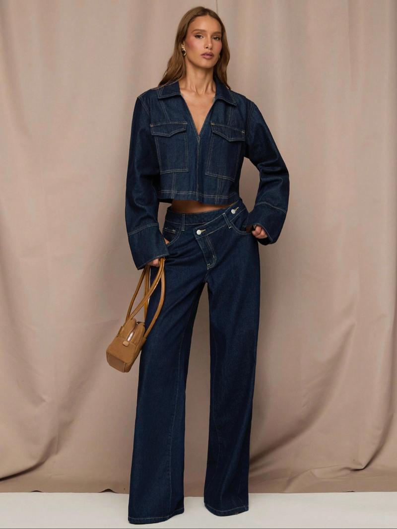 Women's Classic Washed Denim Jeans, Casual Loose Straight Leg Pants, New Versatile Long Jeans, Elegant All Seasons Wear