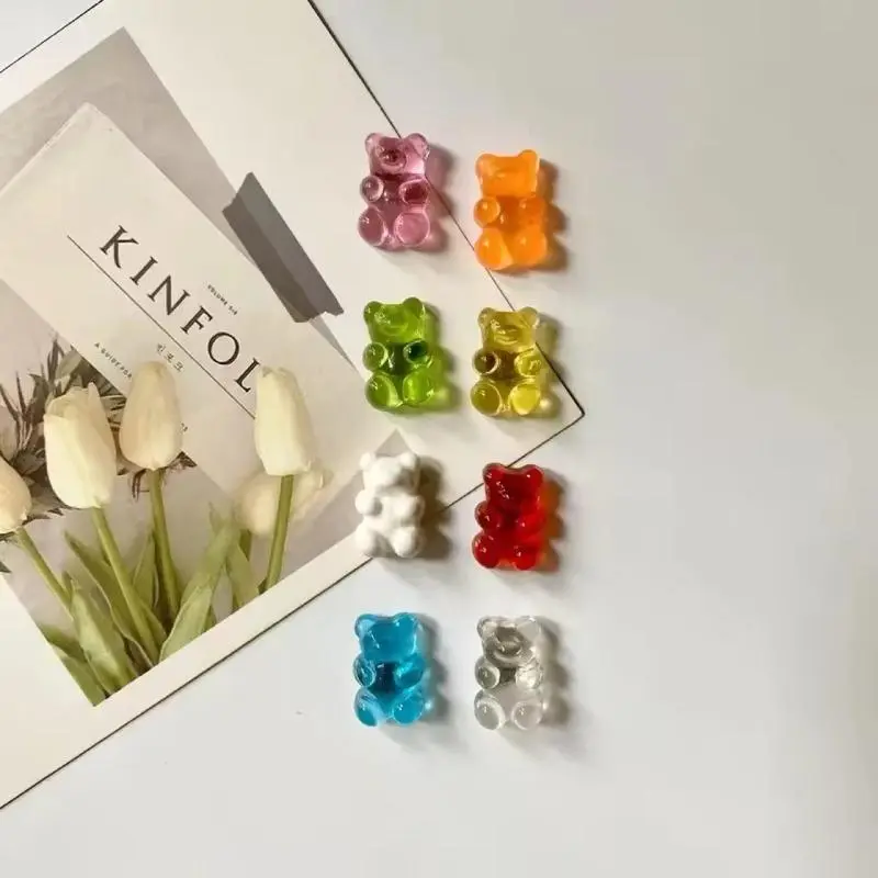 10 Pcs Bear Fridge Magnets, 3D Resin Animal Ornaments with Strong Magnet in Mixed Colors, Multi-Use Bag Charms for Home & Travel Luggage, Back to School Gift Idea