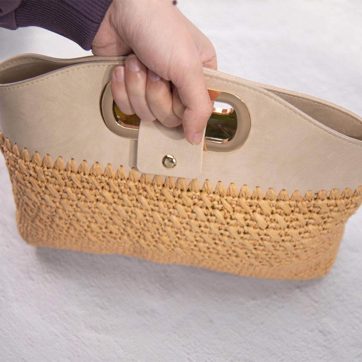 1piece Bag Handle Set, Integrated Bag Head with Carry Handle, Faux Leather Handbag Additions, DIY Wallet Making, Straw Bags Accessories