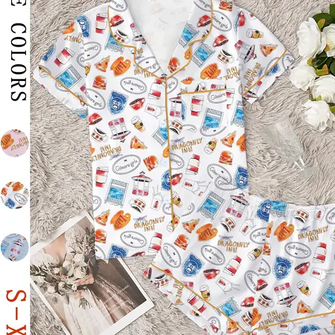 【Black Friday】Women's Stars Hollow Gilmore Girls Comfy Loungewear & Sleepwear Set, Two-Piece Short-Sleeve Top & Elastic Shorts for All-Season Wear, Ideal Gift #GLOBAL PICKS