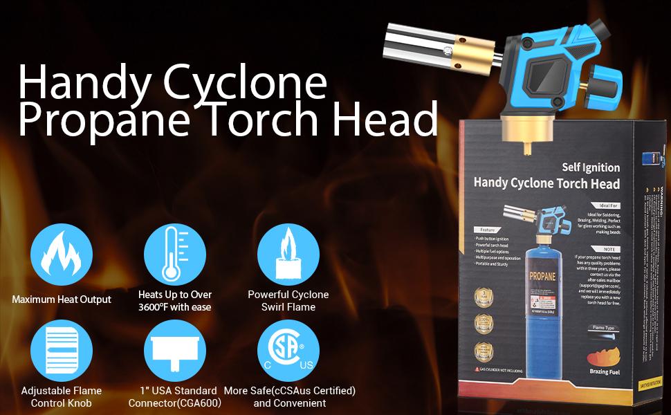Propane Torch Head, Handy Cyclone Torch Head with Self Ignition,Trigger Start Nozzle Torch Fuel by Propane MAPP MAPP PRO Gas Cylinder for Welding Soldering Brazing Glass Beads DIY Propane Torch Head, Handy Cyclone Torch Head with Self Ignition,Trigger Start Nozzle Torch Fuel by Propane MAPP MAPP PRO Gas Cylinder for Welding Soldering Brazing Glass Beads DIY