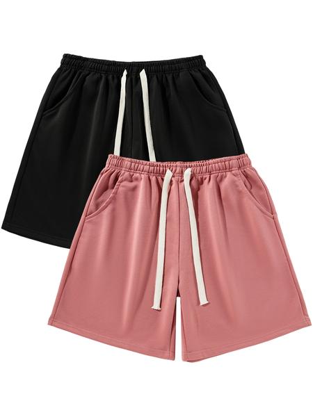 Men's Solid Drawstring Waist Shorts, Casual Comfy Breathable Side Pocket Shorts for Summer, Men's Bottoms for Daily Wear