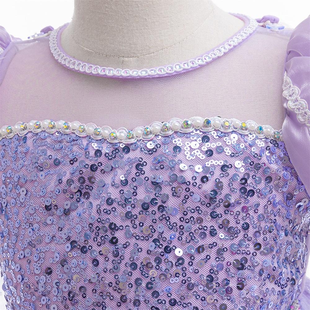 2-10Y Blue with Crown Magic Wand 1751 Cartoon Cosplay Costume Fancy Carnival Tulle Sequin Kids Clothes Princess Girls Ball Gown Children Cocktail Dress