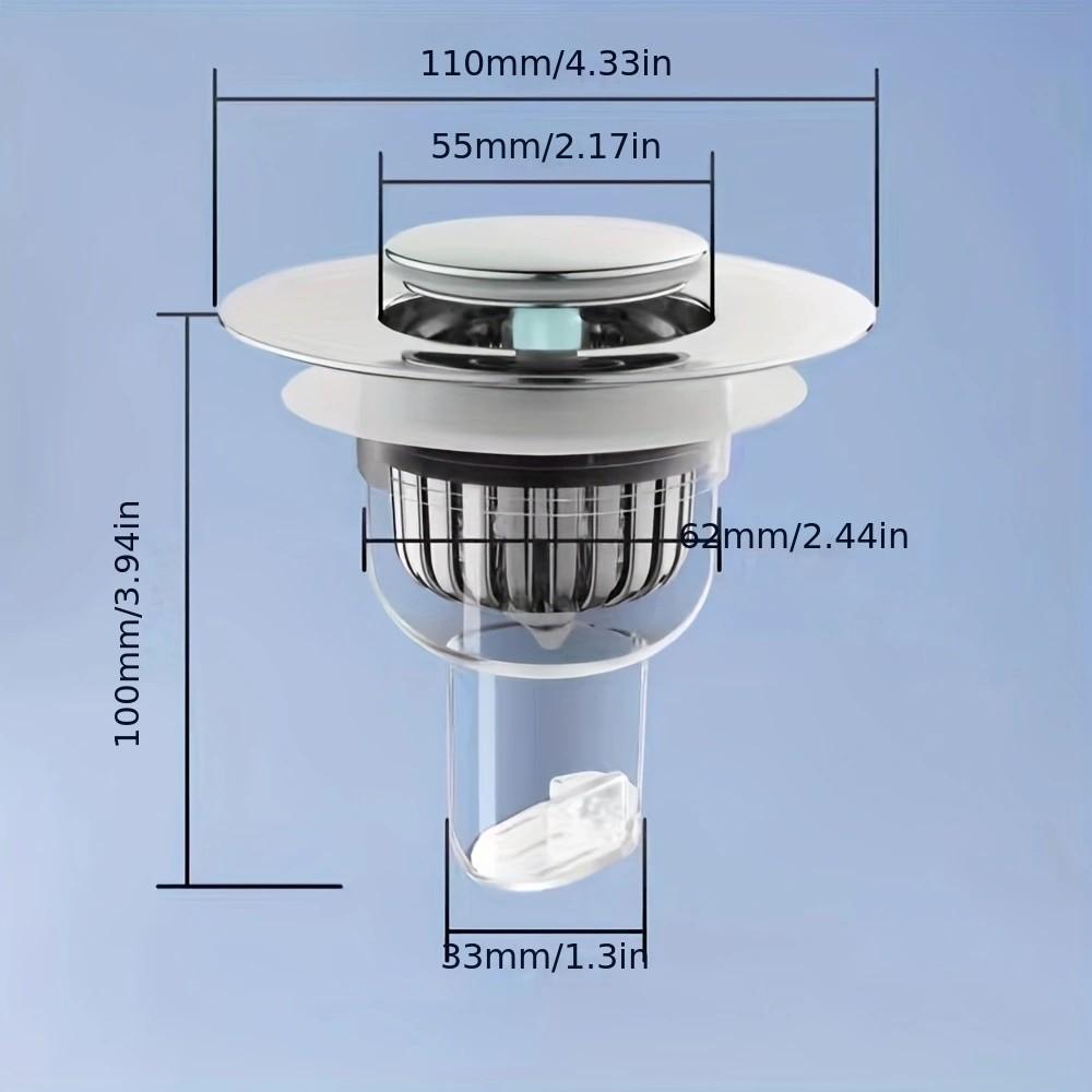 Kitchen Sink Filter Bounce Core, Leak Proof Drain Plug, Anti-Odor, Anti-Clog Press Type Floor Drain Stopper, Easy Solution for Clogs