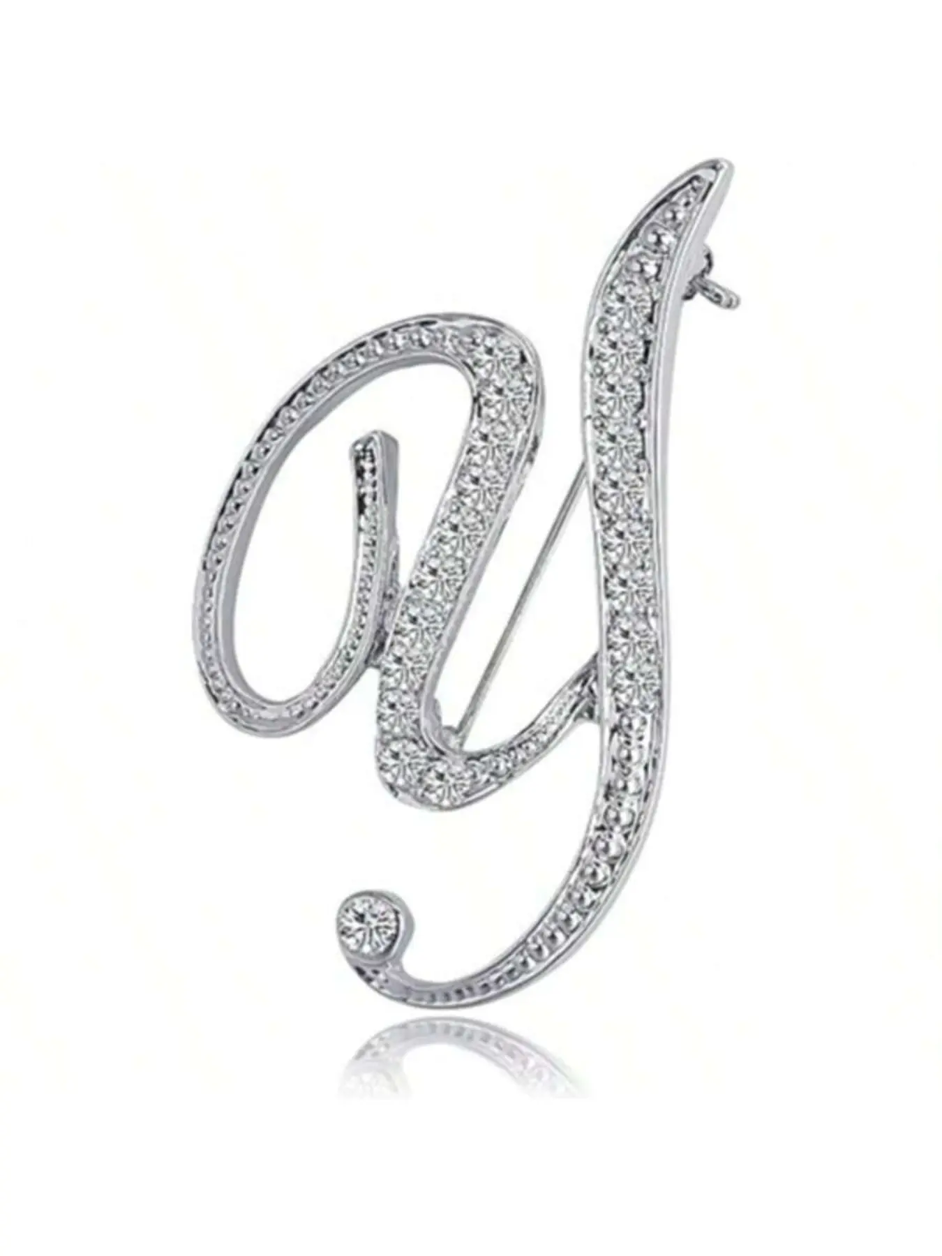 Letter Brooch, Elegant Brooch, Rhinestone Pin, Alloy Material, Sparkling Gemstones, Ideal for Suits, Shirts, Jackets, Dresses, Backpacks, Office Accessories, Teacher's Day Gift
