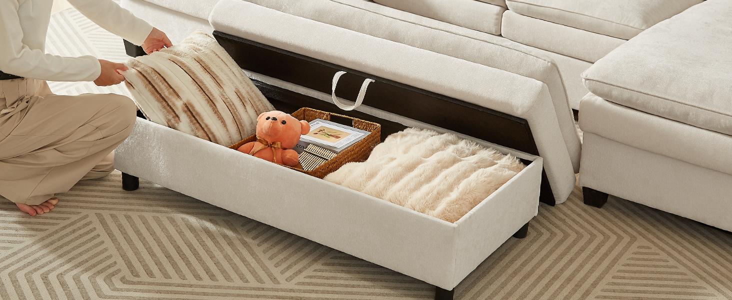 【With 1 Movable Ottoman & SPOTLIGHT DAY】ONBRILL 108" Gorgeous Cloud U Shaped Modular Sectional Sofa, Comfy 3-Seater Modern Luxury Sectional Couch, Deep Seat Couch for Living Room Bedroom Furniture,BlackFridayDeal