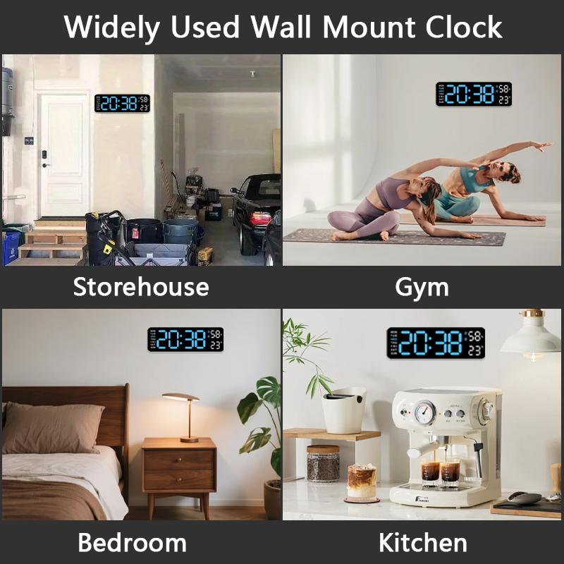 LED Digital Wall Clock Decorative, 10" Digital Alarm Clocks for Bedrooms, Digital Clock Large Display with Temperature/Countdown/Auto Dimmer/Snooze - 12/24H, Modern Wall Clock DigitalLight Set Light Set Blue/Orange(White, Bule ), christmas decor