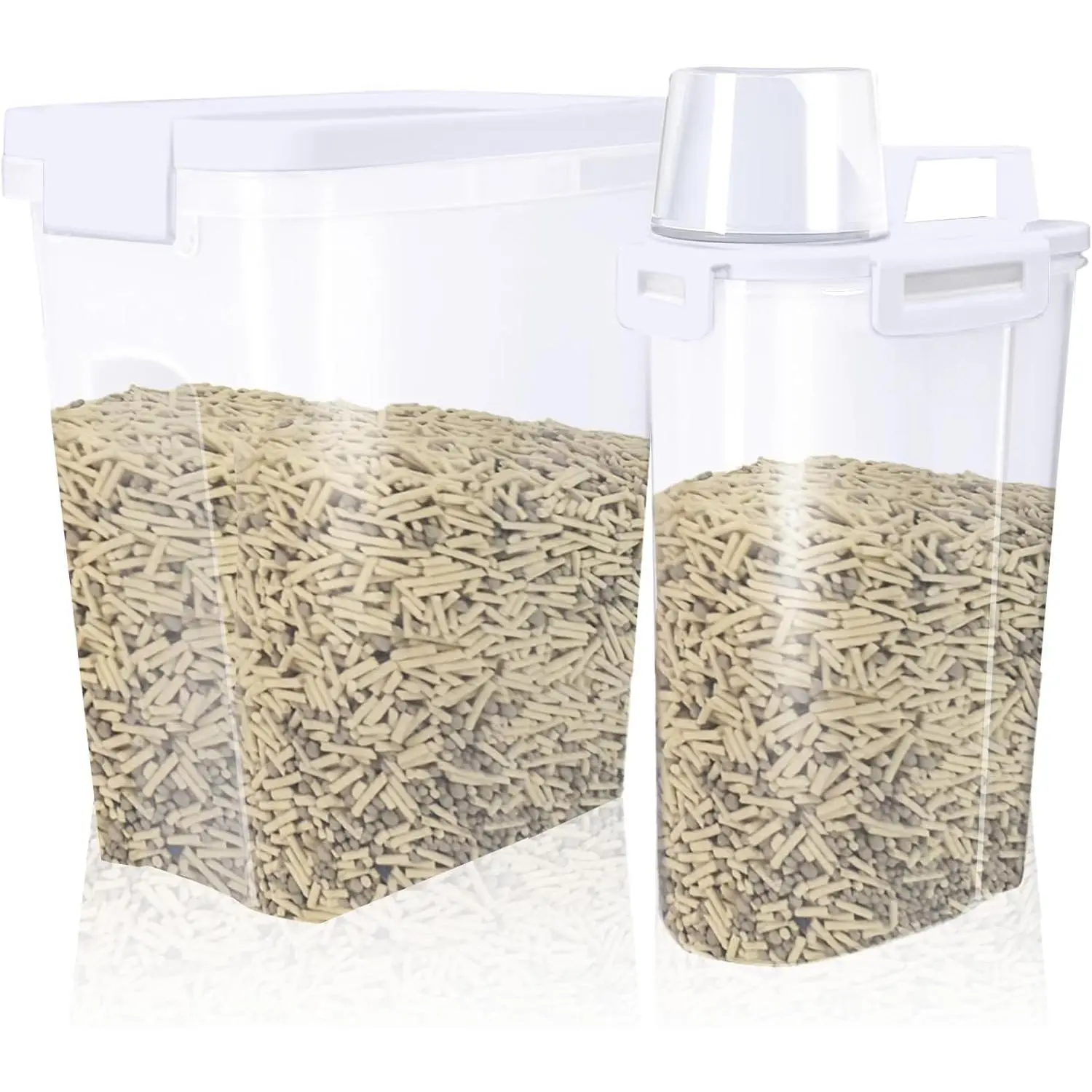 2 Pcs Cat Litter Storage Container with Airtight Lid Cat Litter Storage Bin with Spout Sealable Heavy Duty Bucket