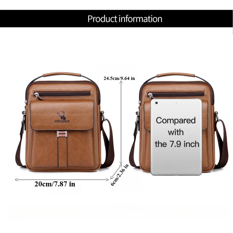 【Local Delivery】Maxoner Messenger Bag for Men Business Vintage Leather Sling Shoulder Purse Portable Travel Crossover Handbag Crossbody