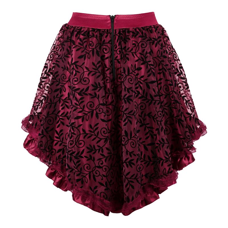 Renaissance Skirt High Low Outfits Steampunk Skirts Costume for Women Pirate Dressing Saloon Girl Costumes 7056-T1