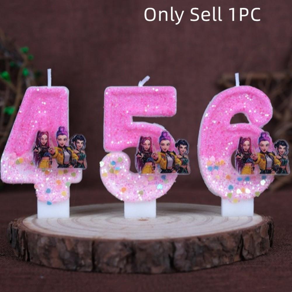 Cute cartoon exorcist girl's day candles, digital festival cake party candles, cake decorations, best holiday supplies for festivals, charm of anime character design, 3/4/5/6 anniversary decorations