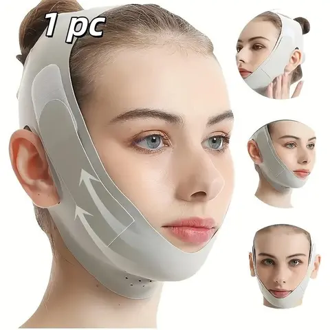 Graphene V-Shape Face Lifting Band, Adjustable Plastic Chin Strap, Breathable Reusable Face Mask, Facial Care Tool, Facial Shaping Tool, At Home Facial, Suitable for Men and Women