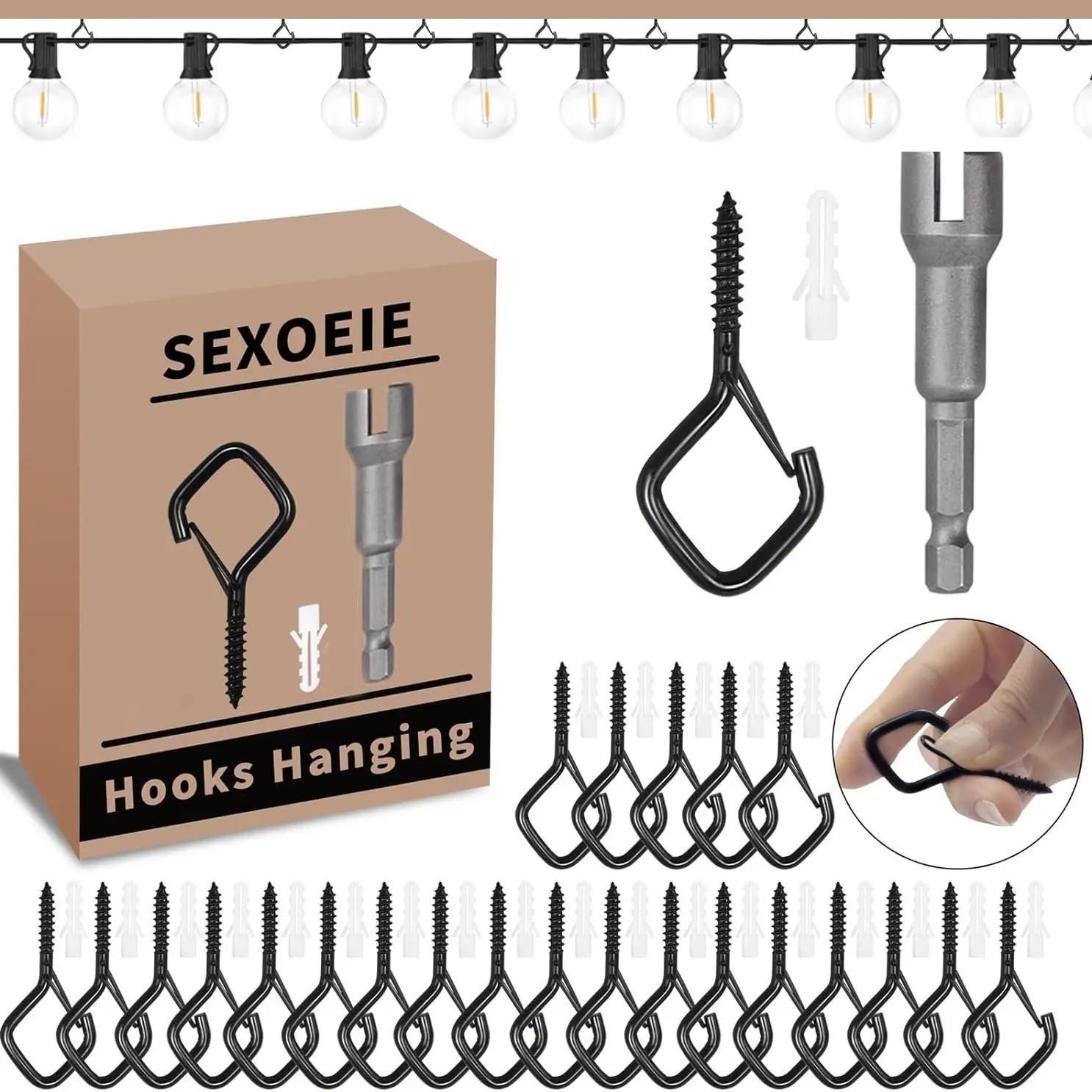 35pcs Safety Screw Eye Hooks, Durable Rust-Resistant Metal Ceiling Hooks, Wall Hooks for Hanging, Ideal for Hanging Plants, Cups, Wind Chimes, Bird Feeders, Outdoor String Lights, 2.36 Inches