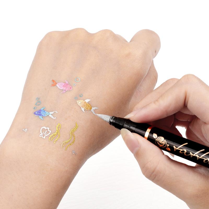 Temporary Tattoo Markers for Skin, 10/15/30-Count Body Markers 10/15/30 Colors Tattoo Pens, Tattoo Stencils,Flexible Brush Tip, Bright colors, Face Paint Kit Cosmetic Quality, High Pigment Halloween makeup