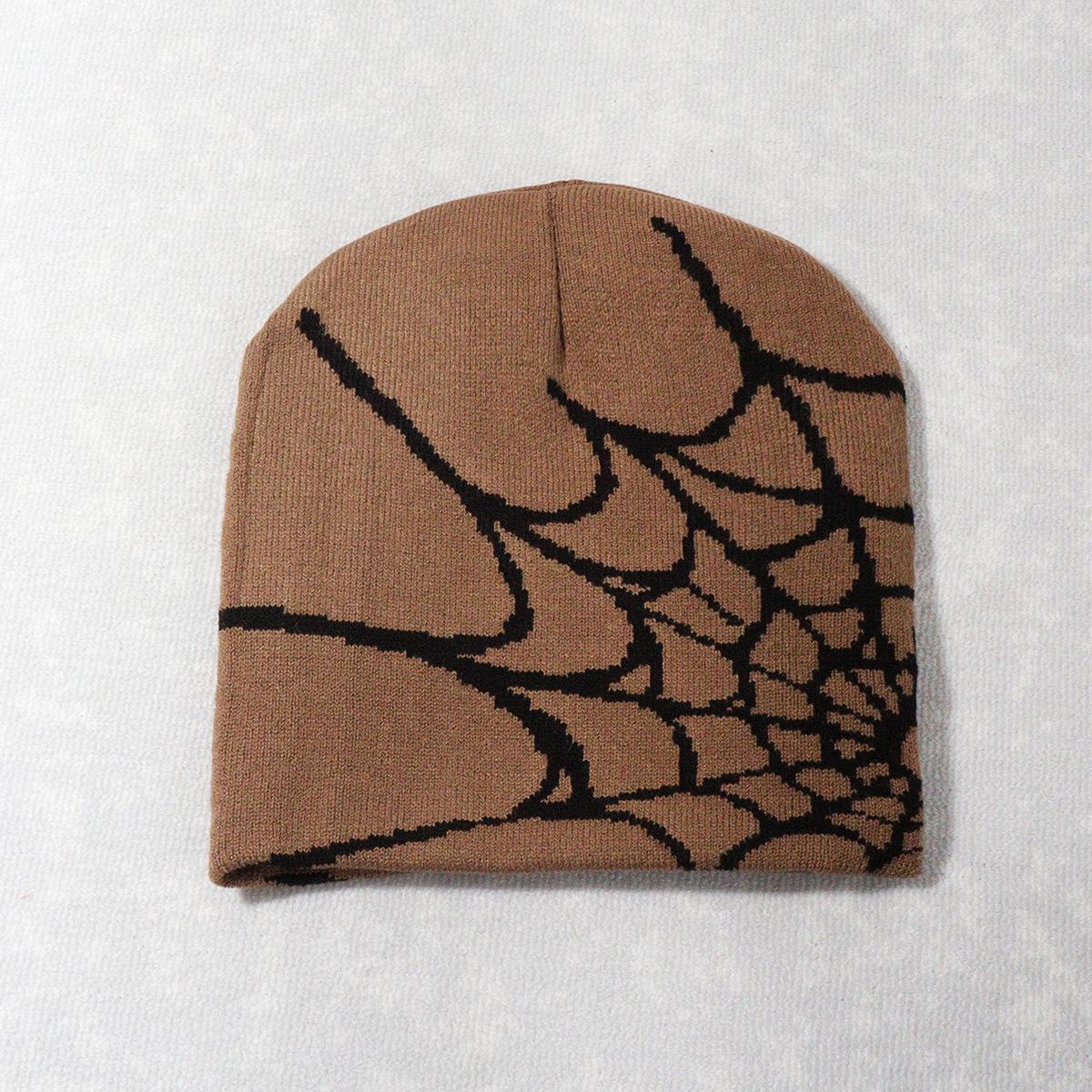 2026 New Spider Web Y2K Jacquard Knitted Beanie, European-American Trend Winter Hat, Sports & Outdoor Accessories for Women, Beanies