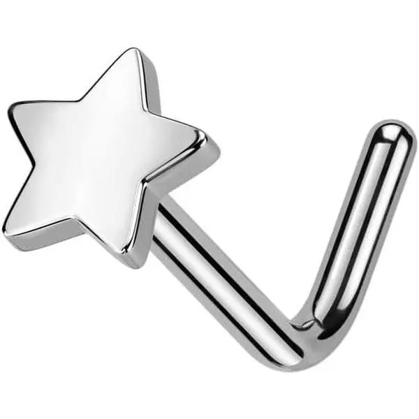 20GA ASTM F-136 Implant Grade Titanium  Top L-Bend Nose Stud