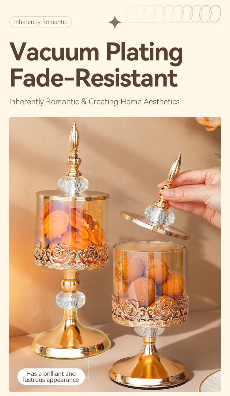 Vintage Clear Storage Jar with Lid, 1 Count Elegant Snack Container Nuts Candy Containers Storage Box, Decorative Storage Glass Jar for Home Living Room Coffee Table