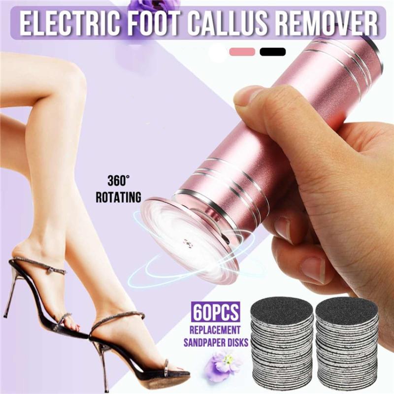 Electric Foot Callus Remover with Sanding Paper, 1 Count Foot Dead Skin Remover with 60pcs Replacement Discs, Foot Care Tool, Professional Pedicure Tool, Foot File Tool