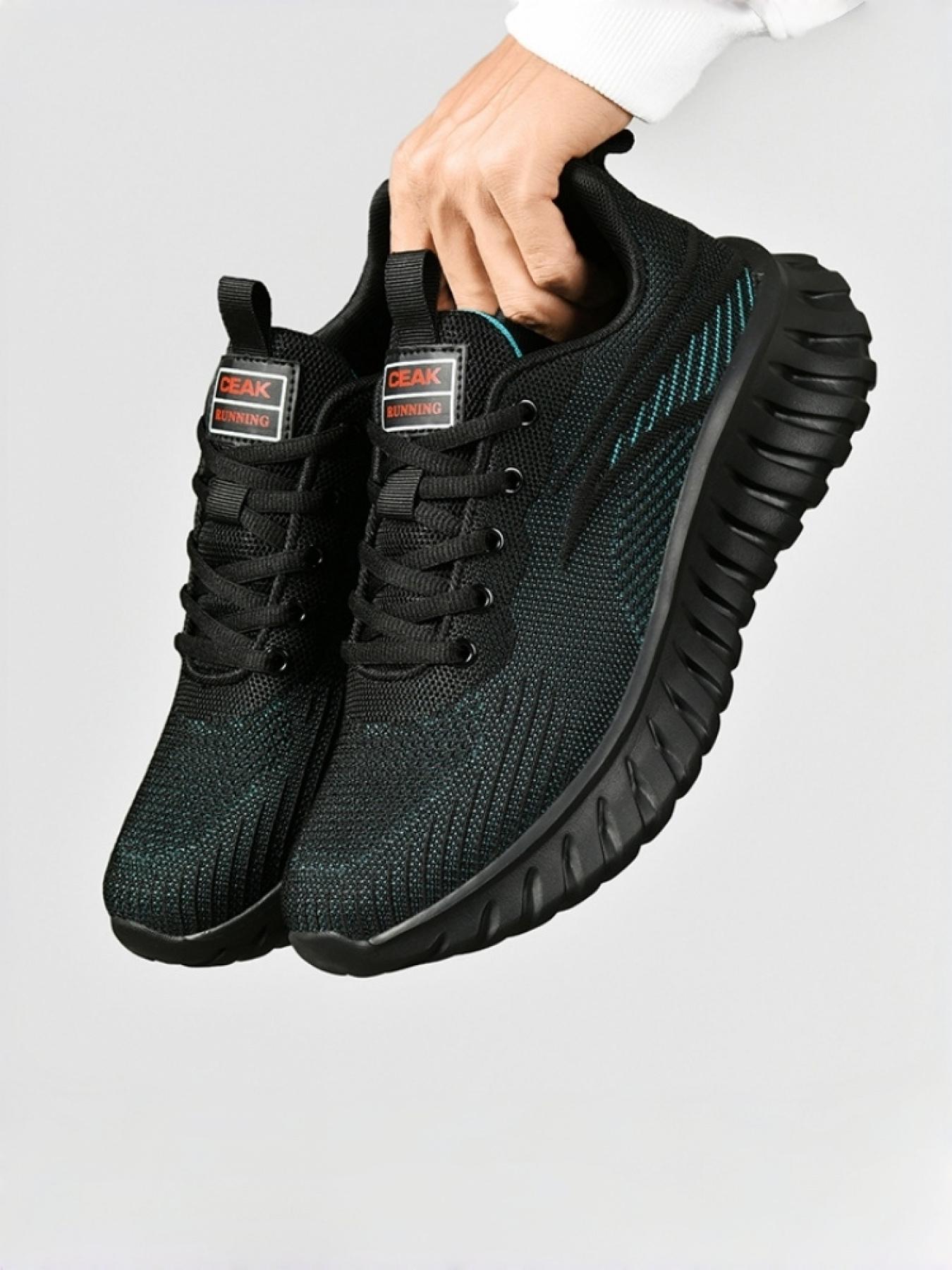 Men's All-Black Blade Sneakers: Cushioned Platform Design, Casual Shoes For Street Style & Commute