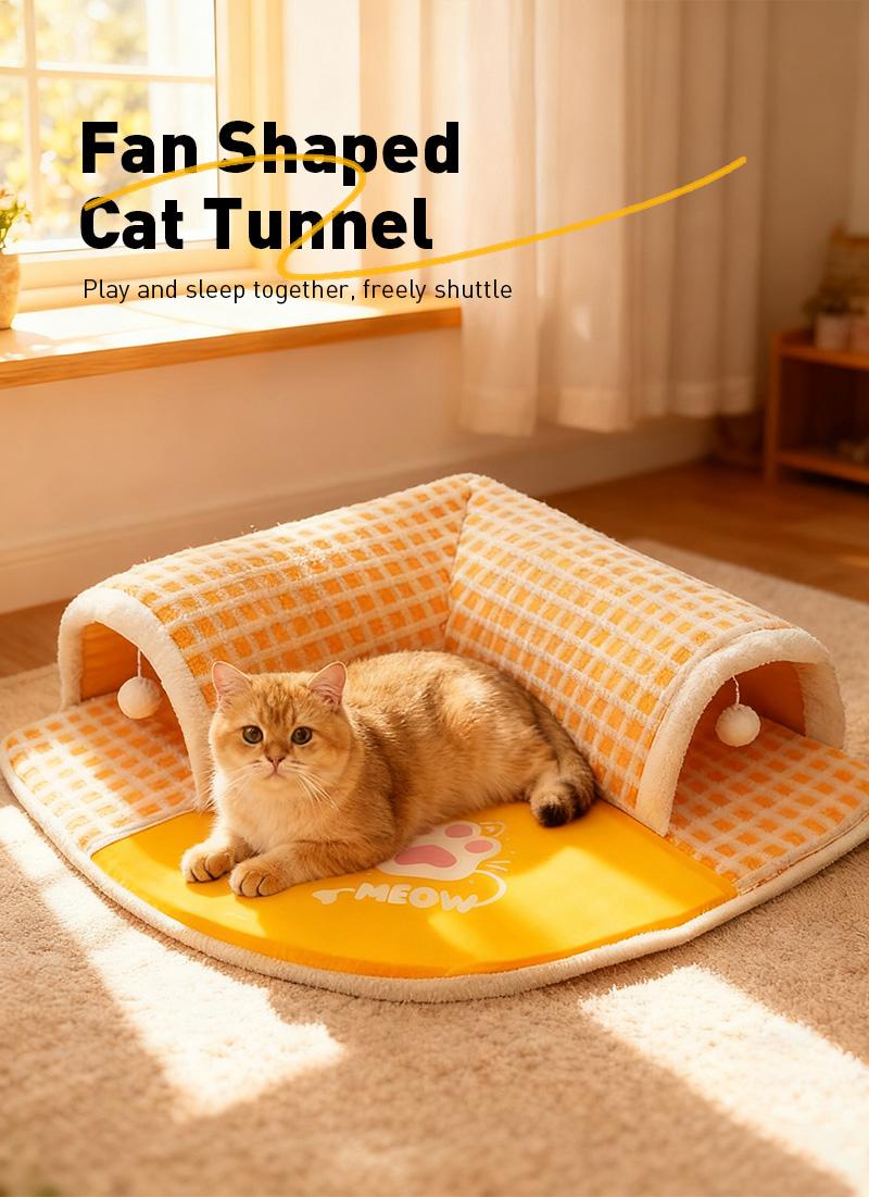 Tunnel Cat Den, 20cm wide tunnel bed, comfortable and warm pet cave, play mat and insulation nest, small pet hiding place, pet bed, cozy pet retreat, easy to clean, hamster hiding place, rabbit pen, pet lover for small pets, winter insulation, suitable fo