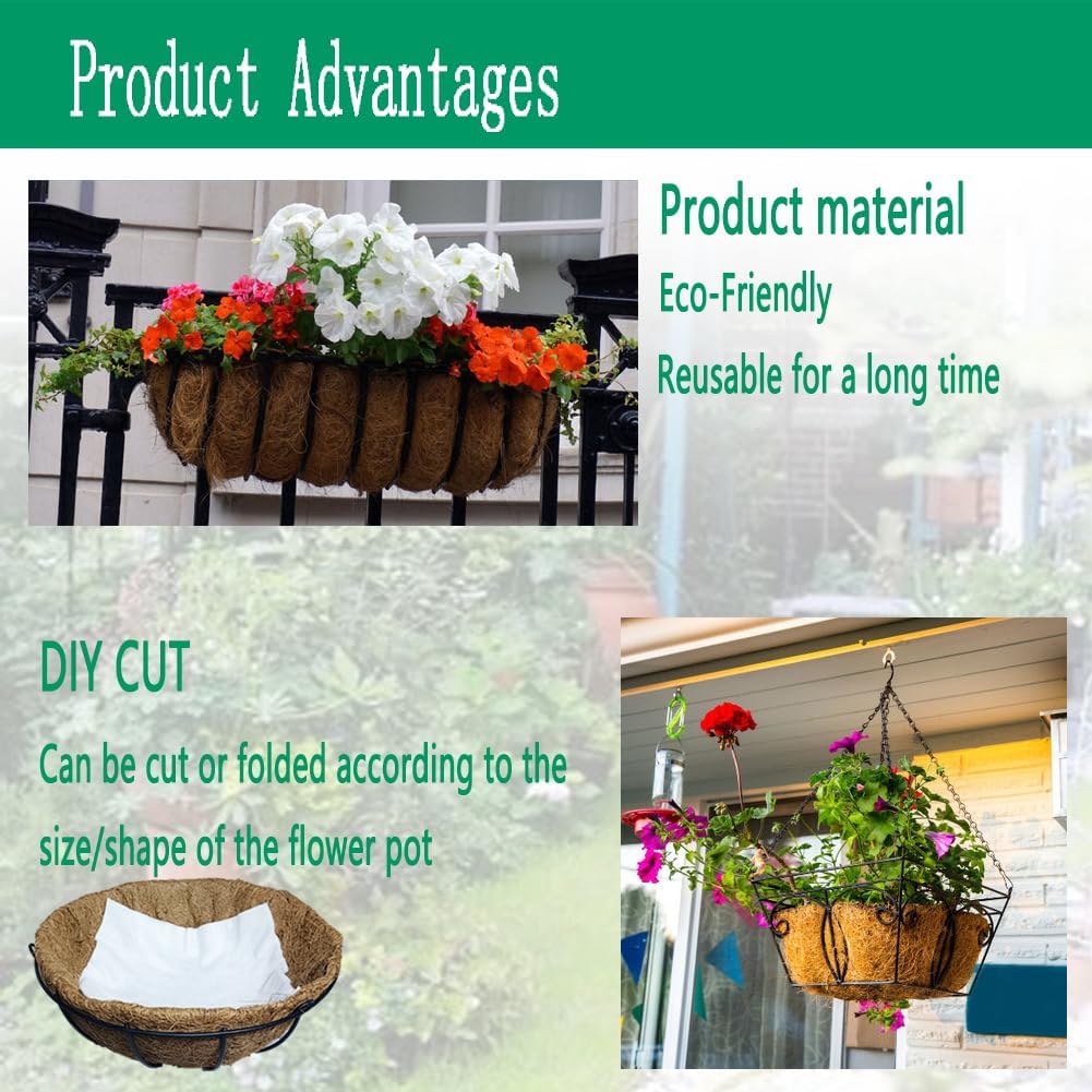Basket Self Watering Liner, 6.3 X 6.3” Planter Liner Absorbent Pad Water Catcher for  Basket Coconut Liner Self Watering Mat  Insert Watering Devices (10Pcs, 6.3 * 6.3'')