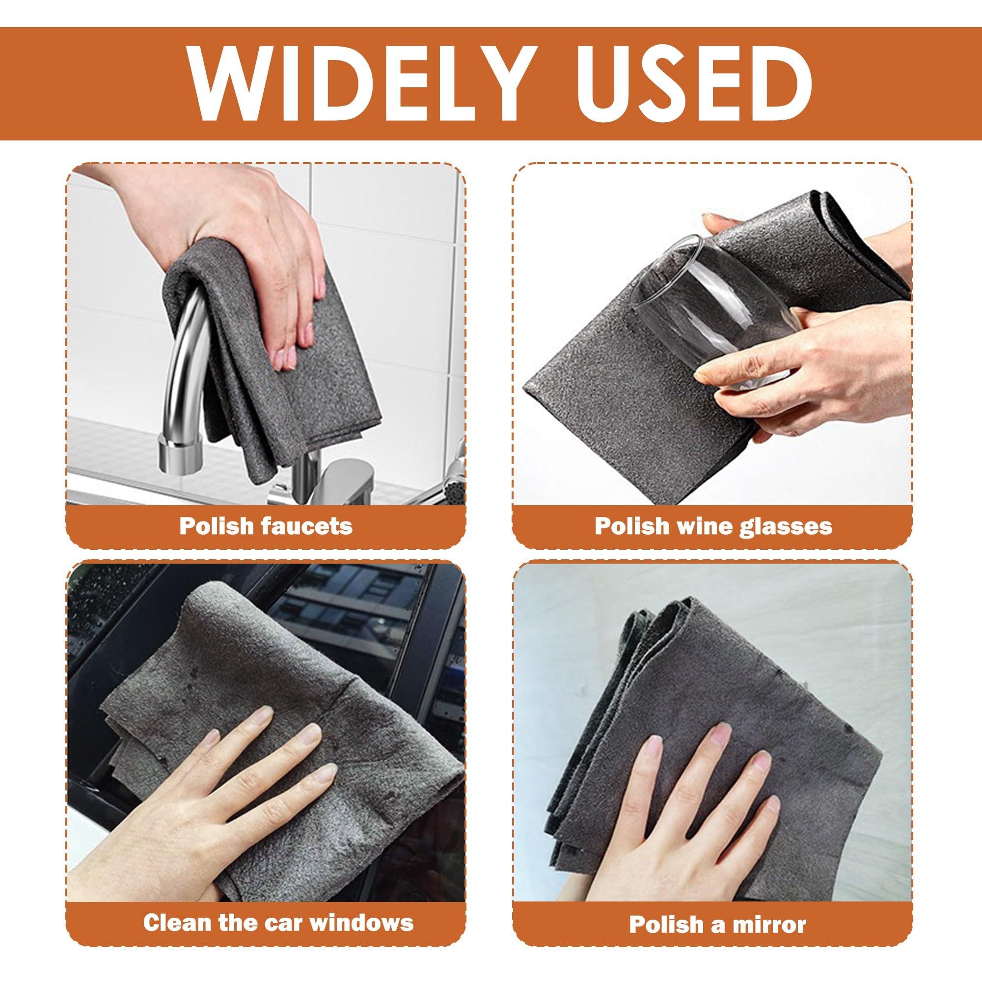 10 Pcs Lint Free Cloth,Reusable Microfiber Cleaning Rag for Windows,Mirror,Glass,Car,Gray，Thickened Magic Cleaning Cloth