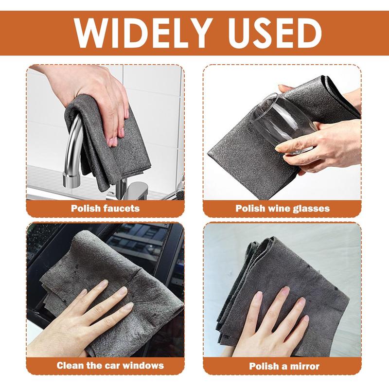 10 Pcs Lint Free Cloth,Reusable Microfiber Cleaning Rag for Windows,Mirror,Glass,Car,Gray，Thickened Magic Cleaning Cloth