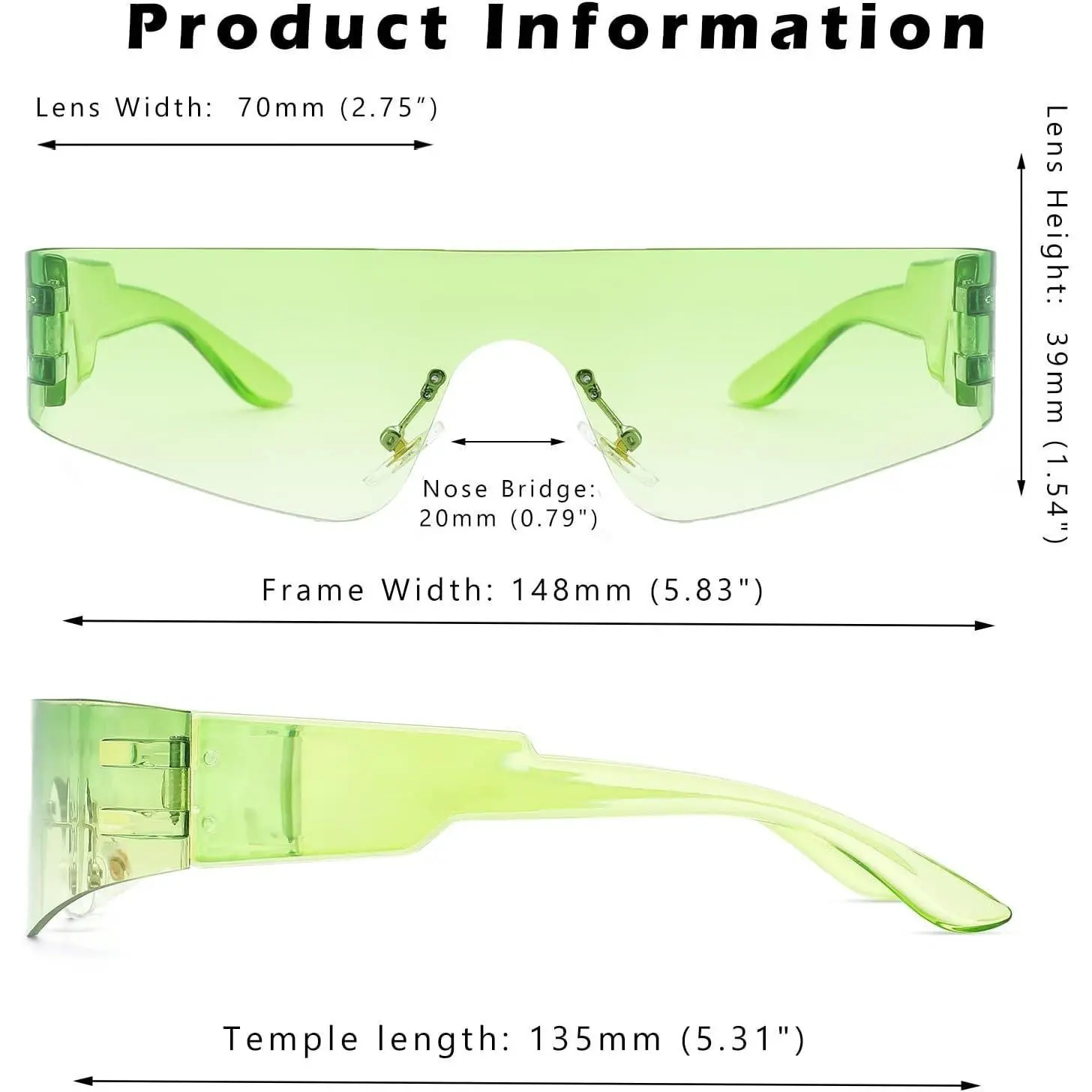 COASION Wrap Around Sunglasses for Women Trendy Rimless Futuristic Shades Y2k Shield Flat Top Fashion Eyeglasses COASION Wrap Around Sunglasses for Women Trendy Rimless Futuristic Shades Y2k Shield Flat Top Fashion Eyeglasses