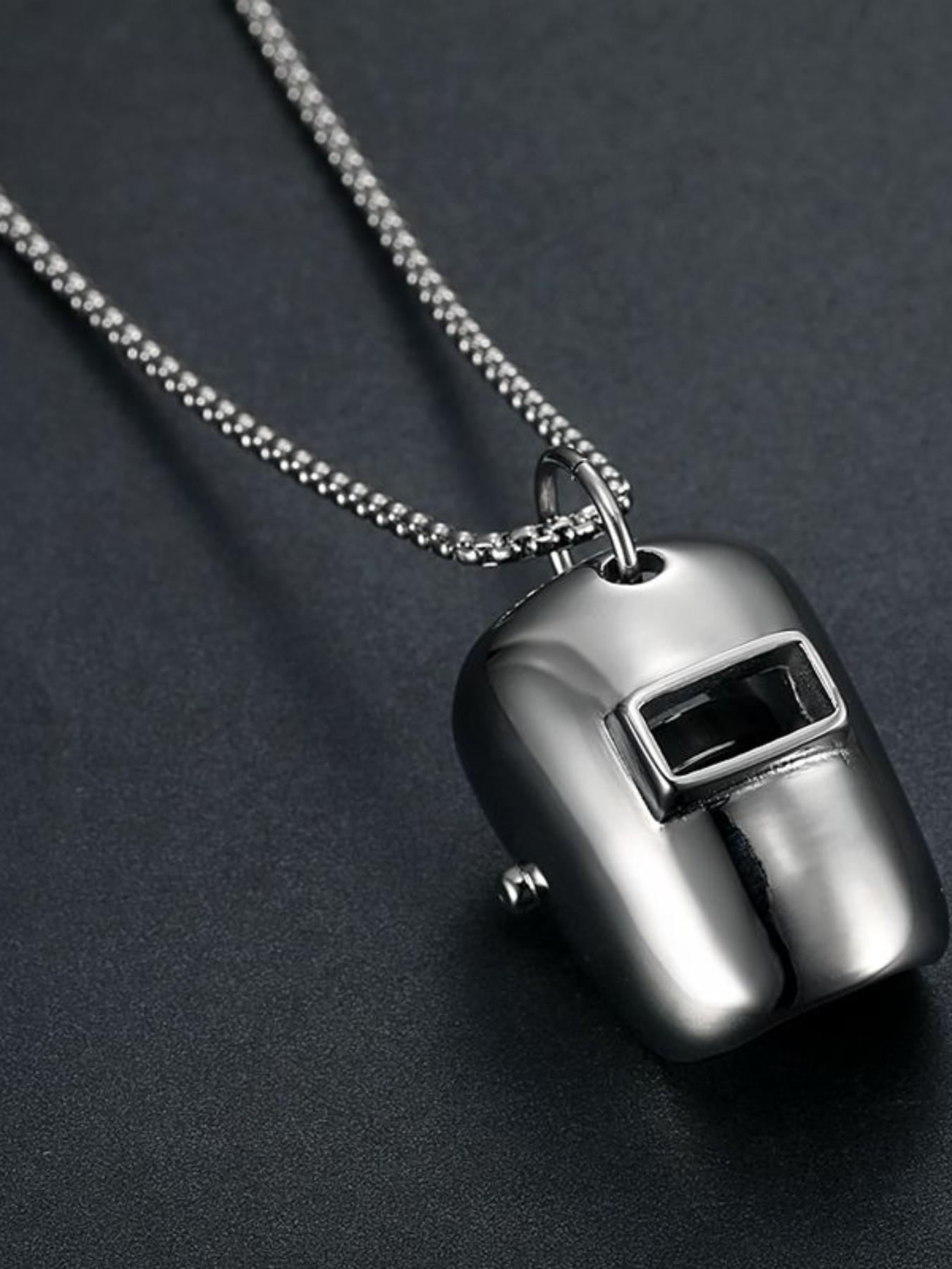 Wind Simple Fashion Unique Welder Mask Third-Level Helmet Titanium Steel Necklace Pendant, Unisex Jewelry Accessory