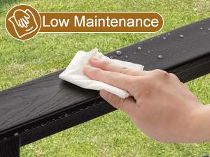 ANBUY Patio HDPE Dining Table Set 7-Piece Outdoor Furniture 2 in 1 Table & 6 Chairs for Garden Backyard Poolside Durable All-Weather Design Easy Assembly