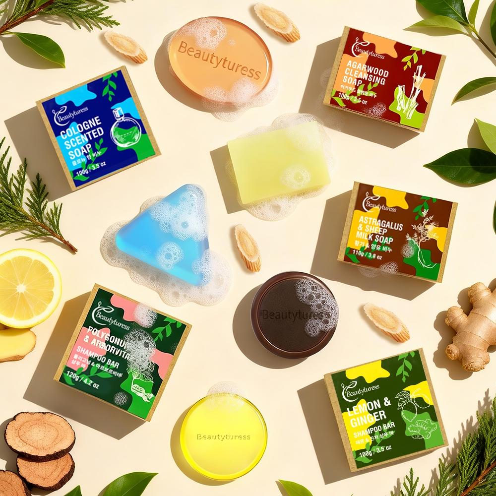 Natural Handmade Soap, Multi-Functional Cleansing & Body Care, Herbal Extracts, Face, Body, Hair Cleaning, Oil Control, Moisturizing, Lush Foam, Daily Use