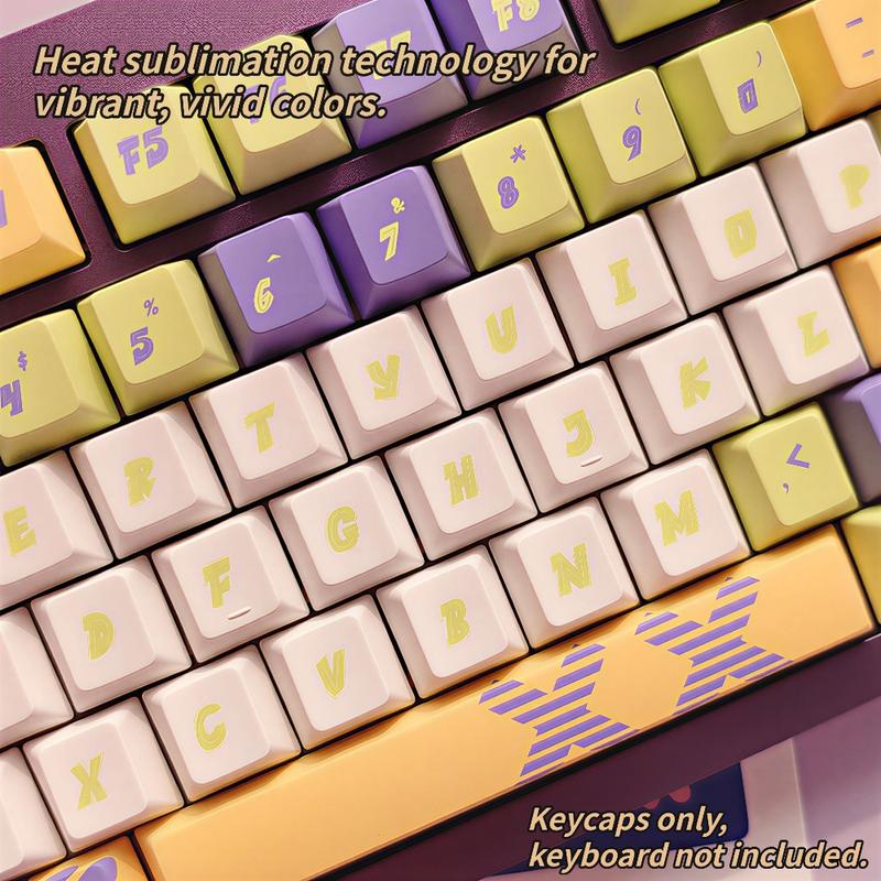 New Monster Invasion Theme 120 Key Pbt Keycaps, Cherry High Profile Design, Full Color Hot Foil, Durable Anti-Grease, Fits 61-108 Keys Mechanical Keyboard