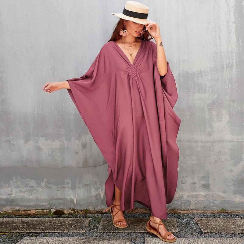 Bsubseach Women Ethnic Print Kaftan Dress , Plus Size All Over Print  TunicDress, Boho Casual V Neck TunicDress for Women, Women's Plus Cover Up,Mrs. Roper Kaftan ，bubu，mumu，Casual Womenswear Maxi Modesty Muslim Clothing Baggy