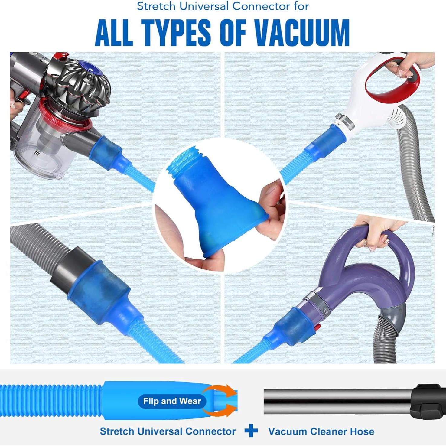 Dryer Vent Cleaning Kit, Universal Fit for Most Vacuum Cleaners, Deep Cleans Clogged Vents, Reduces Fire Hazards, Dryer Vent Cleaner Dryer Lint Vacuum Attachment with Stretch Connector Compatible with All Vacuum Cleaner Vacuum Hose Lint Remover