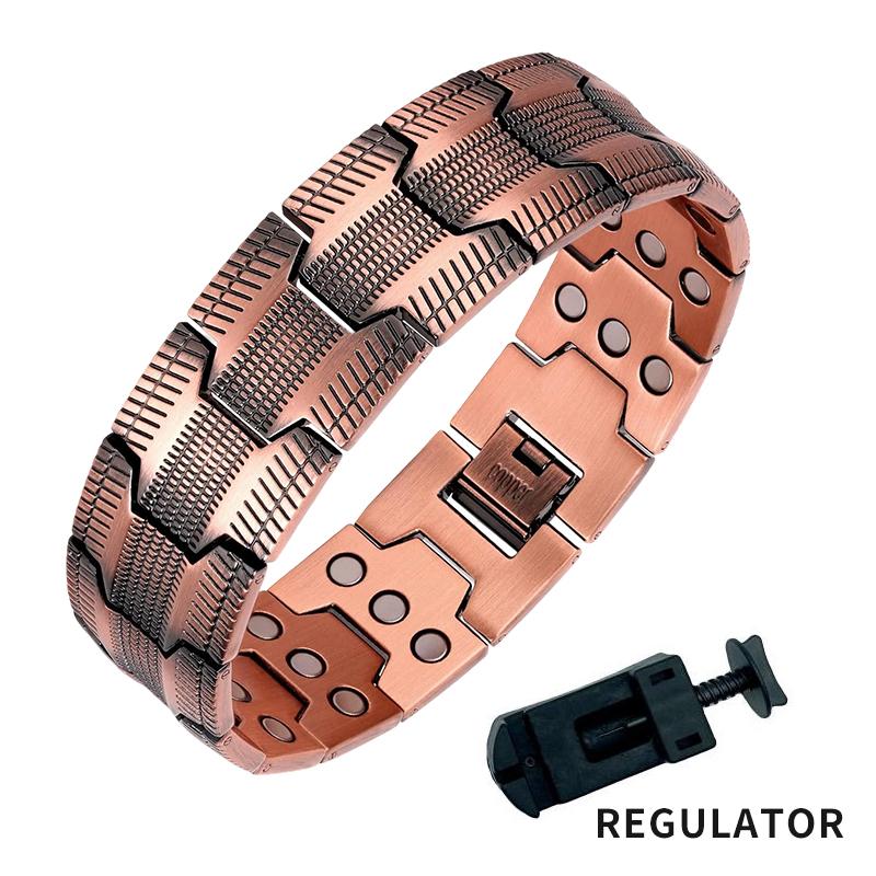 A pure copper men's bracelet, 3X super strong magnetic bracelet, 99.99% pure copper, with 3500 Gauss neodymium magnet, adjustable copper magnetic bracelet, birthday and bachelor party gift, universal holiday wear, copper bracelet jewelry gift