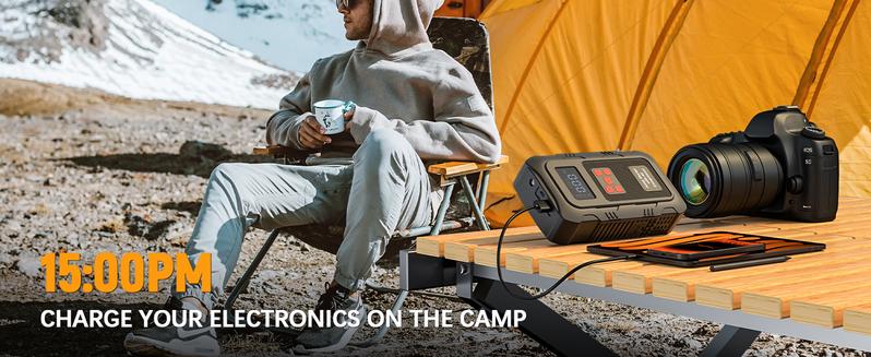 HPBS 24000mAh Power Bank Auto Battery Booster With Air Compressor 6000A 150PSI Fast Inflation 12V Portable Jump Starter for 10.0L Gas and 8.0L Diesel Engines