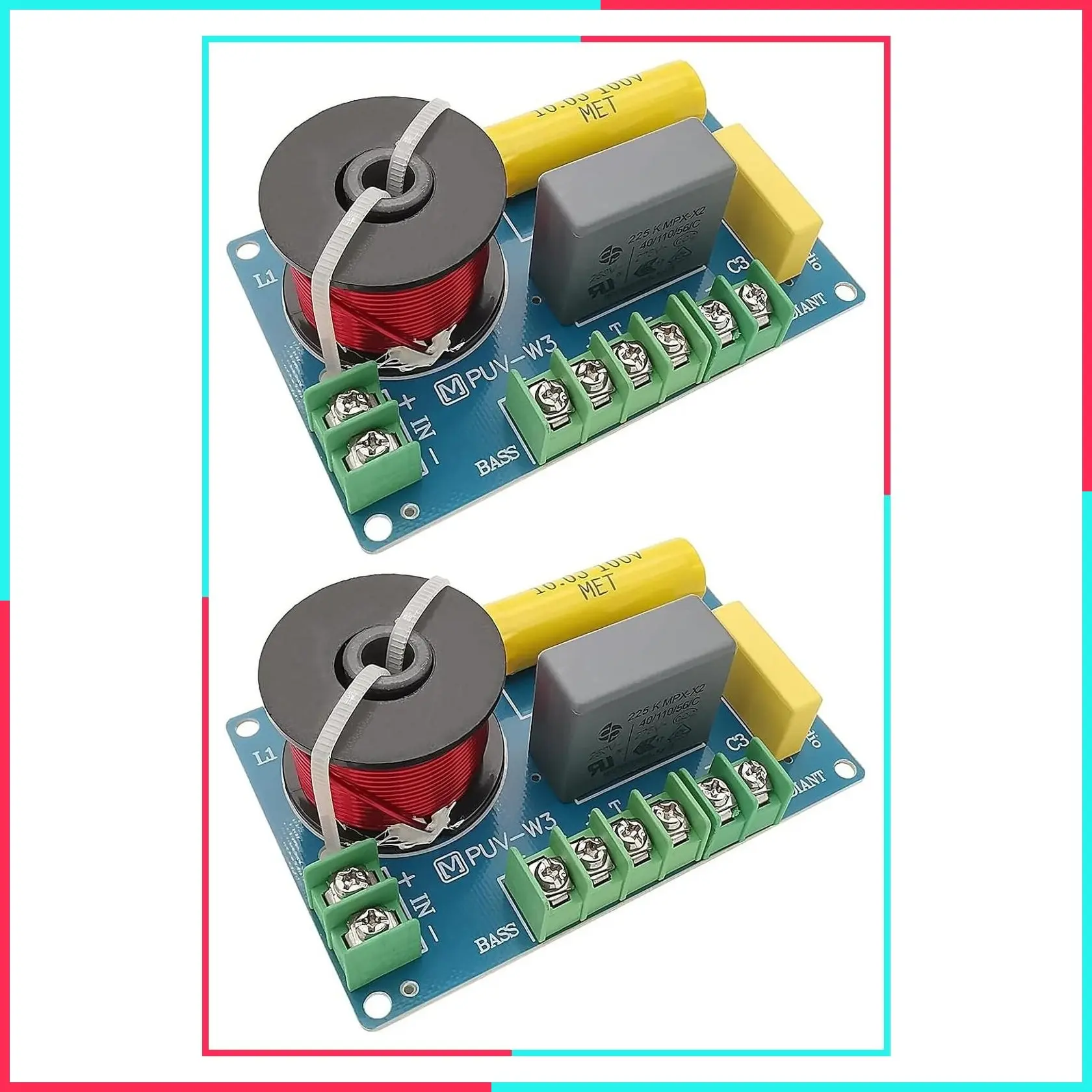 3 Way Speaker Crossover, 200W Passive for HiFi Home Audio, 2 Pack
