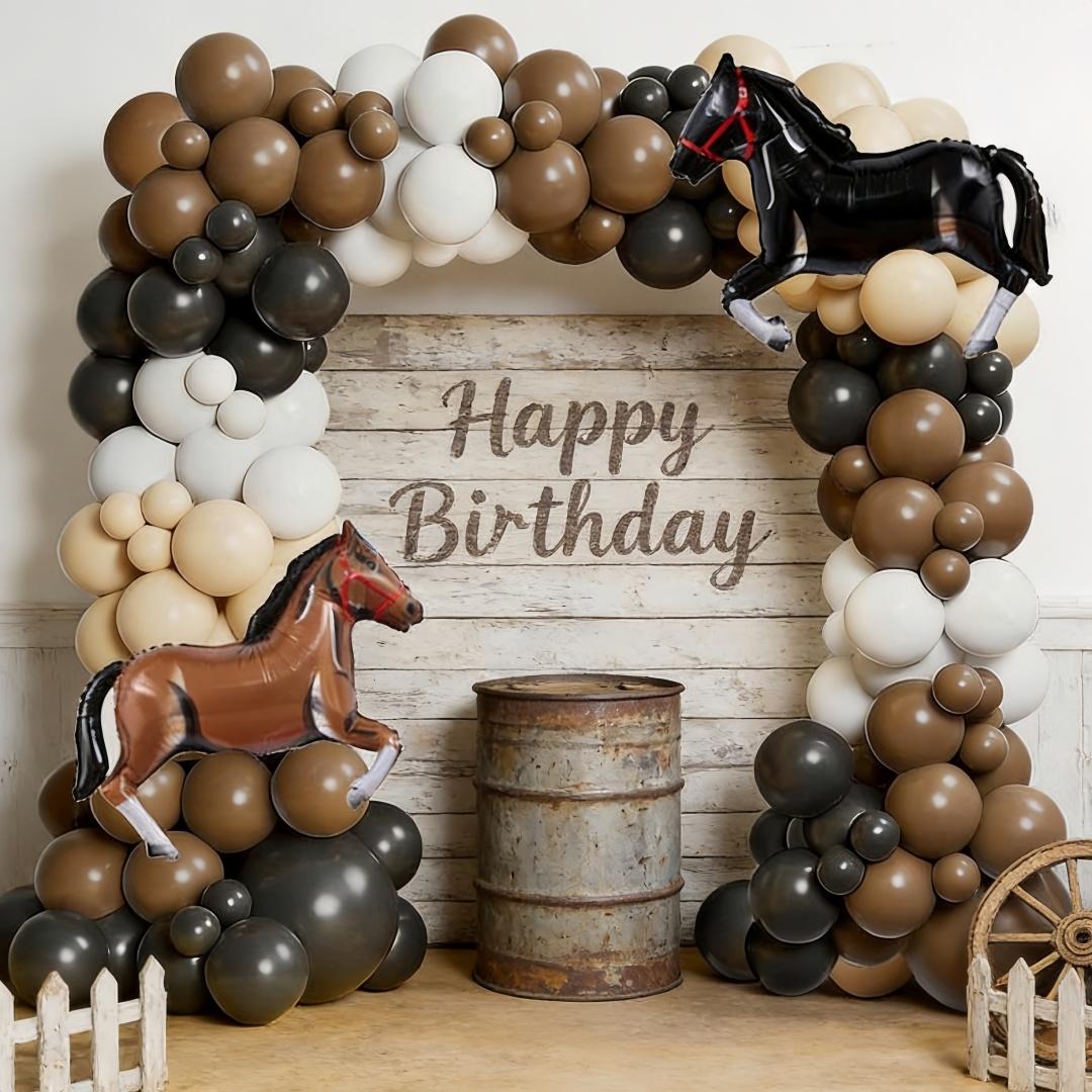 116 Piece Western Horse Racing Theme Balloon Set, Latex Balloons with Horse Foil Balloons, Perfect for Birthday Parties, Balloon Arch, Party Balloons Decorations