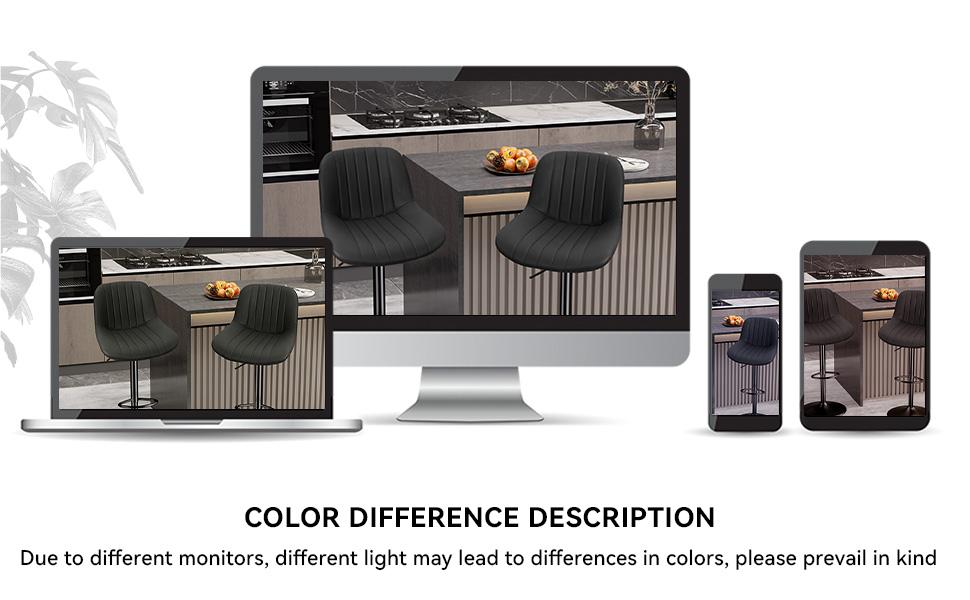 Bar Stools Set of 2, Adjustable Modern Swivel Bar Stools with Backs, Counter Height Performance Fabric Island Chairs for Home Kitchen, Black