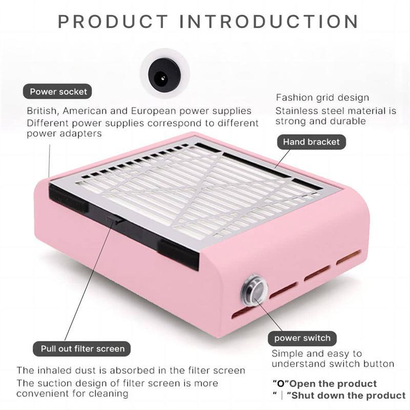 Nail Vacuum Cleaner, Nail Dust Collector with Replaceable Filter, Nail Extractor, Nail Cleaner, Professional Manicure & Pedicure Tool for Home & Salon Use, Diy Nail Art, Nail Supplies Equipment