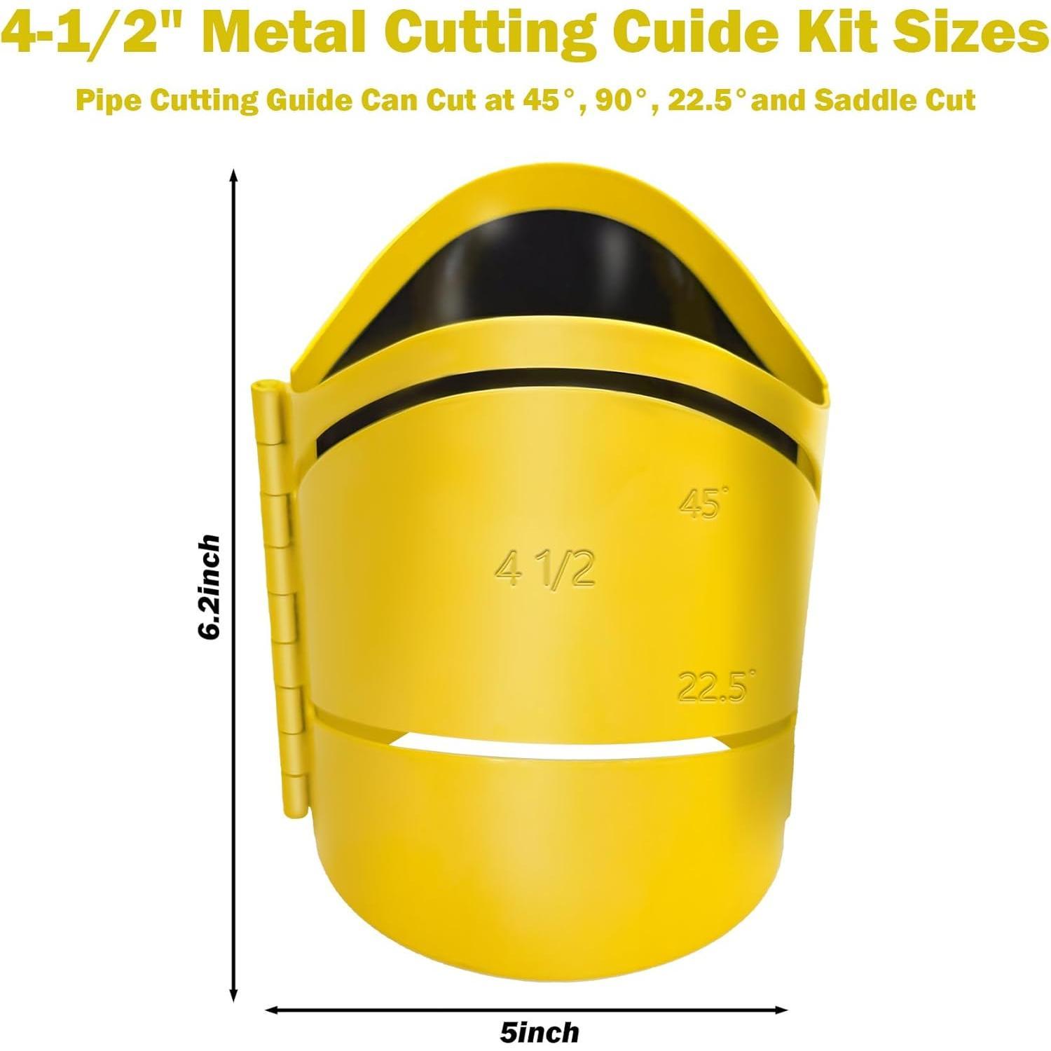 Metal  Guide Kit 4-1/2 inch Pro Pipe  Guide Cuts at 45?, 90?, 22.5?and saddle cut, Cut Pipe Saddle Template  Guide